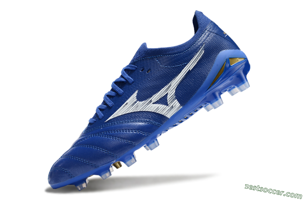 Mizuno Morelia Neo 4 FG Low-Tops Soccer Cleats - Blue/White/Gold 5