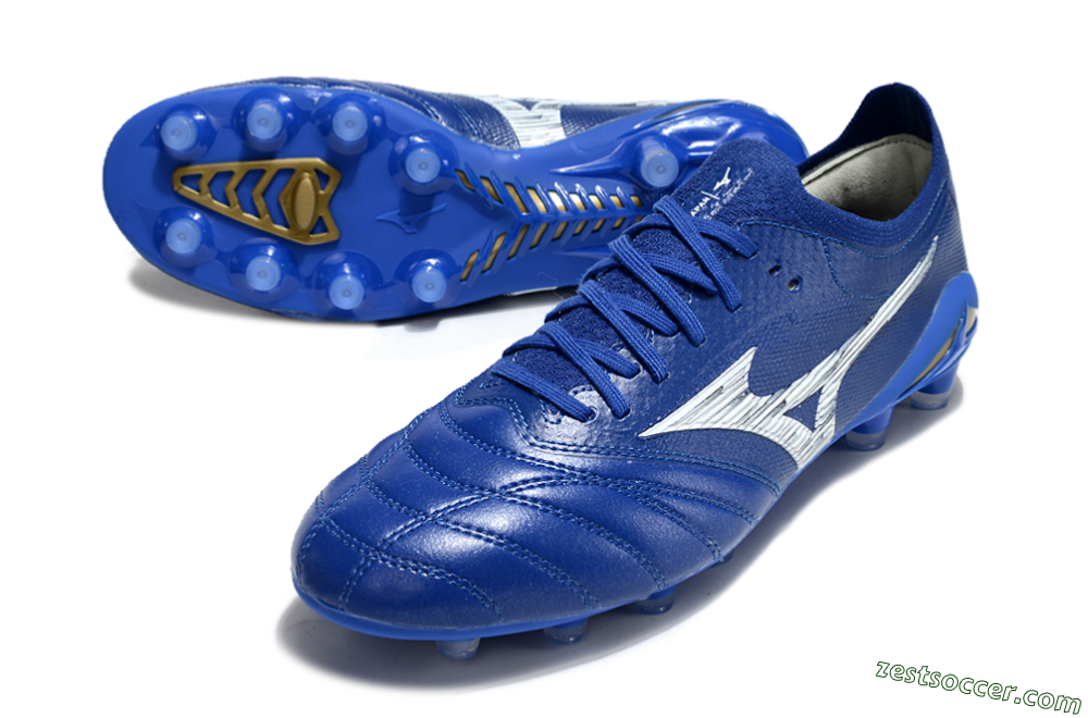 Mizuno Morelia Neo 4 FG Low-Tops Soccer Cleats - Blue/White/Gold 3