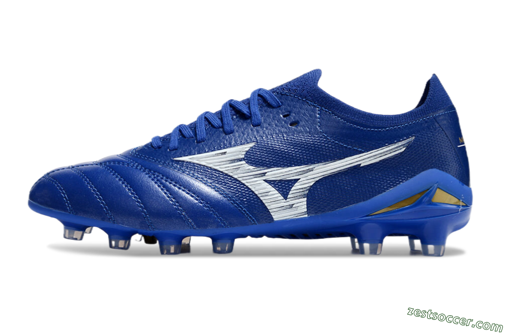 Mizuno Morelia Neo 4 FG Low-Tops Soccer Cleats - Blue/White/Gold 2