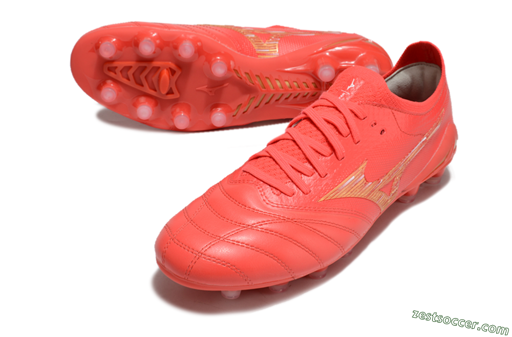 Mizuno Morelia Neo 4 FG Low-Tops Soccer Cleats - Red/Gold 3