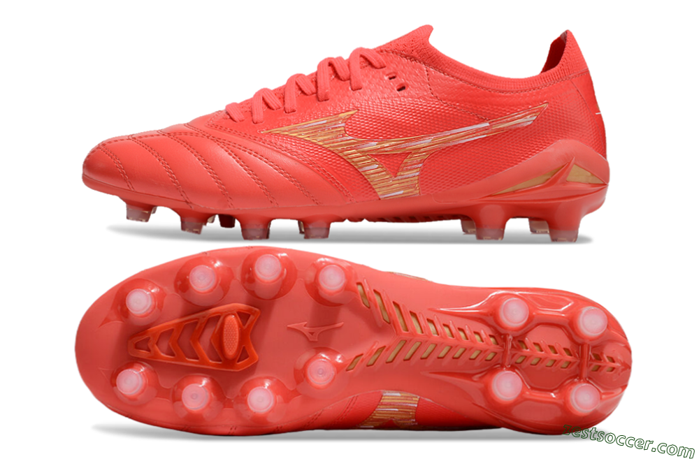 Mizuno Morelia Neo 4 FG Low-Tops Soccer Cleats - Red/Gold 1