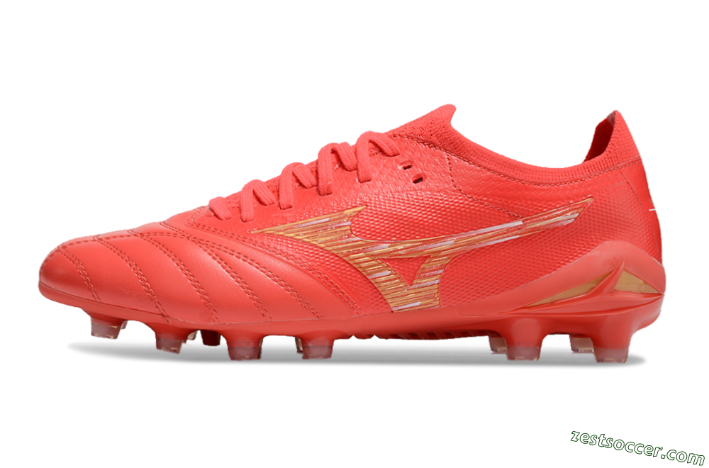 Mizuno Morelia Neo 4 FG Low-Tops Soccer Cleats - Red/Gold 2