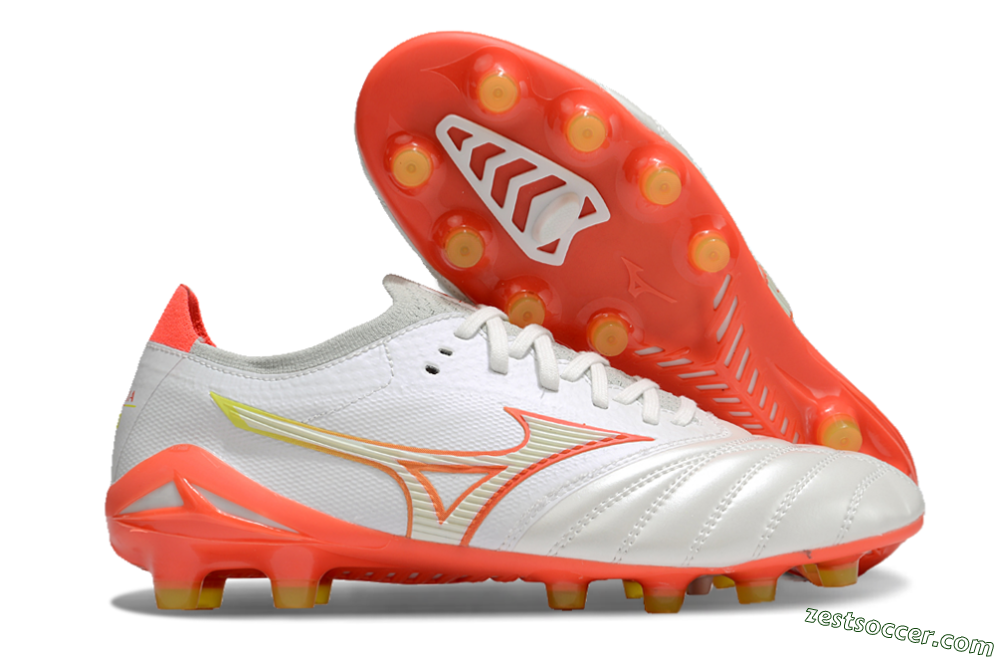 Mizuno Morelia Neo 4 FG Low-Tops Soccer Cleats - White/Red/Yellow 0