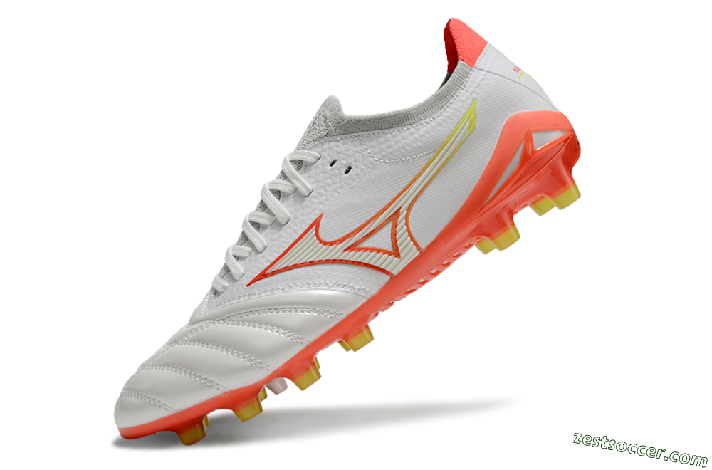 Mizuno Morelia Neo 4 FG Low-Tops Soccer Cleats - White/Red/Yellow 5