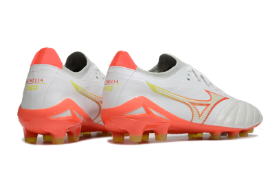 Mizuno Morelia Neo 4 FG Low-Tops Soccer Cleats - White/Red/Yellow