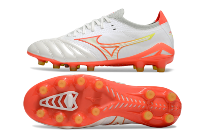 Mizuno Morelia Neo 4 FG Low-Tops Soccer Cleats - White/Red/Yellow