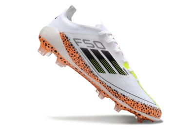 Adidas F50 Elite FG Low-Tops Soccer Cleats - White/Black/Leopard/Yellow