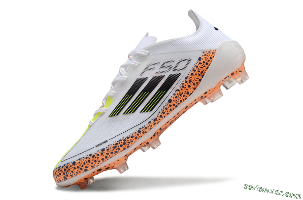 Adidas F50 Elite FG Low-Tops Soccer Cleats - White/Black/Leopard/Yellow 5