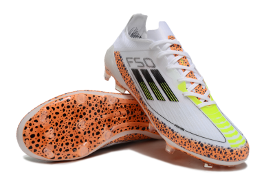 Adidas F50 Elite FG Low-Tops Soccer Cleats - White/Black/Leopard/Yellow