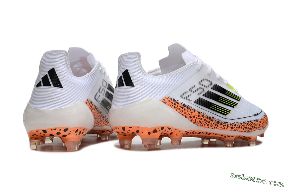 Adidas F50 Elite FG Low-Tops Soccer Cleats - White/Black/Leopard/Yellow 6