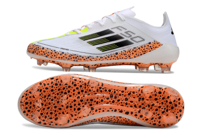 Adidas F50 Elite FG Low-Tops Soccer Cleats - White/Black/Leopard/Yellow