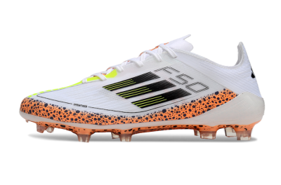 Adidas F50 Elite FG Low-Tops Soccer Cleats - White/Black/Leopard/Yellow
