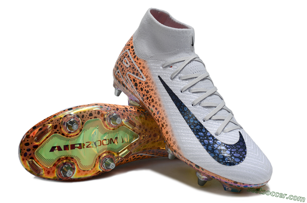 Nike Air Zoom Mercurial Superfly 10 Elite SG High-Tops Soccer Cleats - Grey/Black/Leopard 5