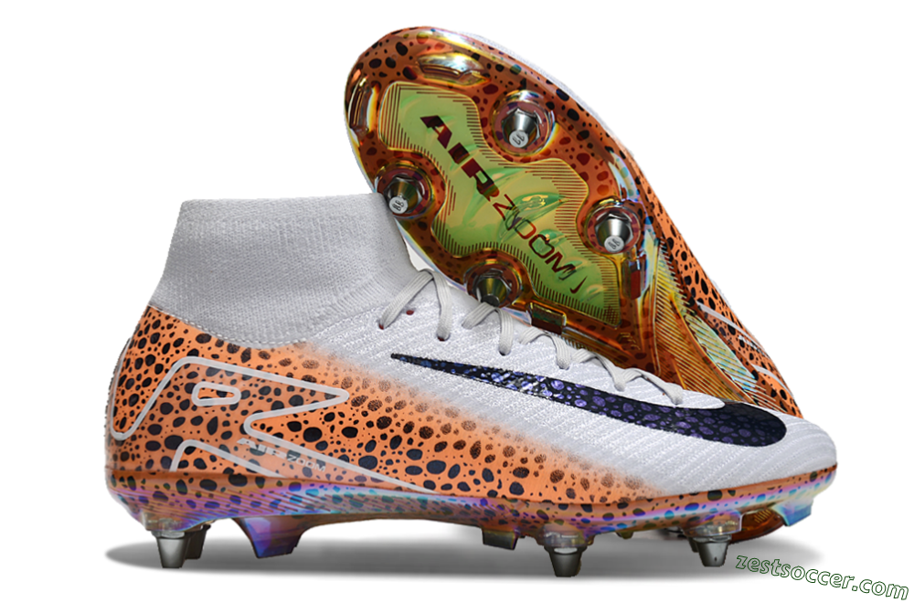 Nike Air Zoom Mercurial Superfly 10 Elite SG High-Tops Soccer Cleats - Grey/Black/Leopard 0