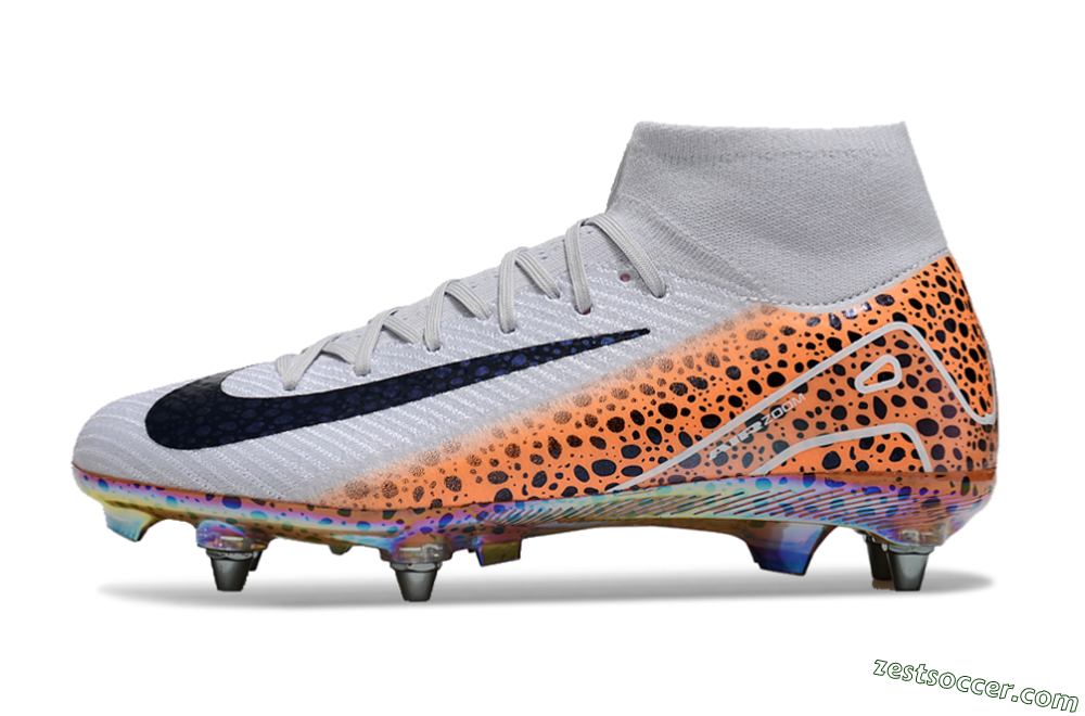 Nike Air Zoom Mercurial Superfly 10 Elite SG High-Tops Soccer Cleats - Grey/Black/Leopard 2