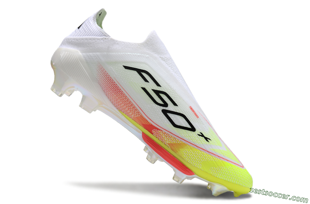 Adidas F50+ Lightstrike Elite Laceless FG Low-Tops Soccer Cleats - White/Red/Yellow 4