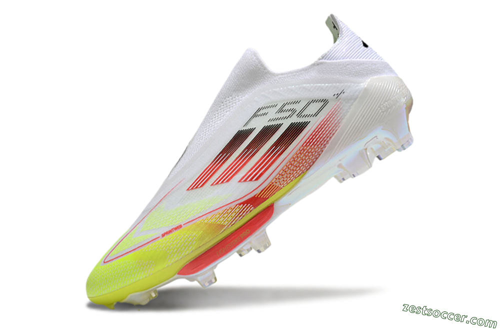 Adidas F50+ Lightstrike Elite Laceless FG Low-Tops Soccer Cleats - White/Red/Yellow 5