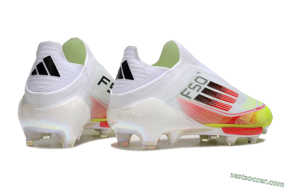 Adidas F50+ Lightstrike Elite Laceless FG Low-Tops Soccer Cleats - White/Red/Yellow 6