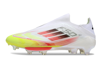 Adidas F50+ Lightstrike Elite Laceless FG Low-Tops Soccer Cleats - White/Red/Yellow