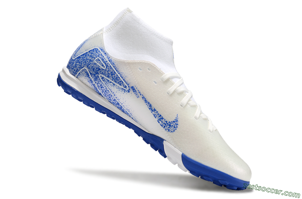 Nike Air Zoom Mercurial Superfly 10 Elite TF High-Tops Soccer Shoes - Beige/White/Blue 4