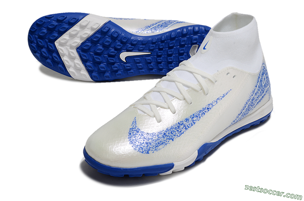 Nike Air Zoom Mercurial Superfly 10 Elite TF High-Tops Soccer Shoes - Beige/White/Blue 3