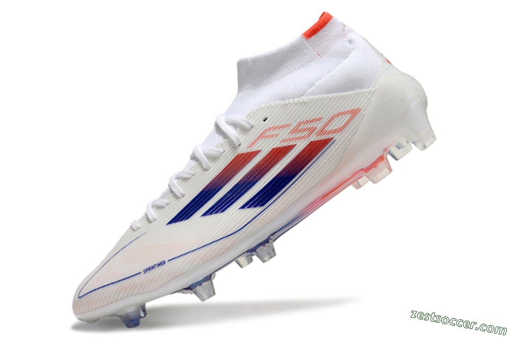 Adidas F50 Elite Mid FG High-Tops Soccer Cleats - White/Blue/Red 5