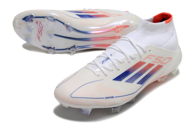 Adidas F50 Elite Mid FG High-Tops Soccer Cleats - White/Blue/Red