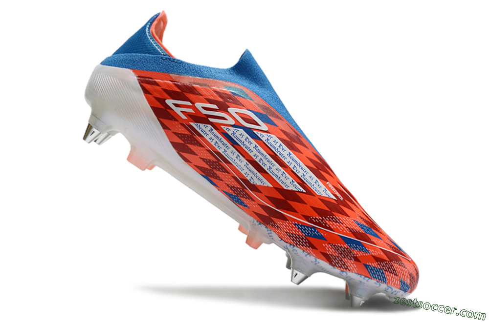 Adidas F50 Elite Laceless SG Low-Tops Soccer Cleats - Red/Blue/White 4