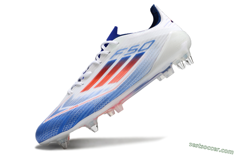Adidas F50 Elite SG Low-Tops Soccer Cleats - White/Blue/Red 5