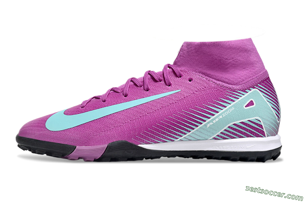 Nike Air Zoom Mercurial Superfly 10 Elite TF High-Tops Soccer Shoes - Red/Jade/White 2
