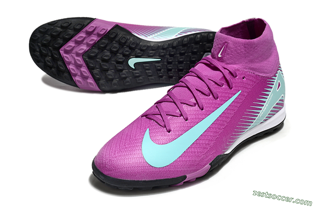 Nike Air Zoom Mercurial Superfly 10 Elite TF High-Tops Soccer Shoes - Red/Jade/White 3