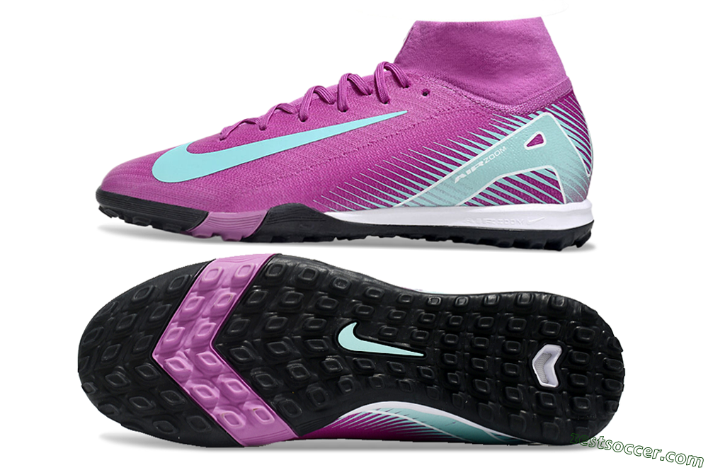 Nike Air Zoom Mercurial Superfly 10 Elite TF High-Tops Soccer Shoes - Red/Jade/White 1