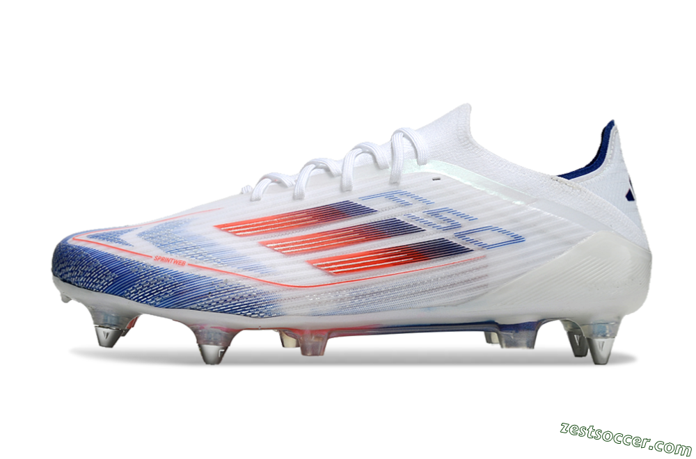 Adidas F50 Elite SG Low-Tops Soccer Cleats - White/Blue/Red 2