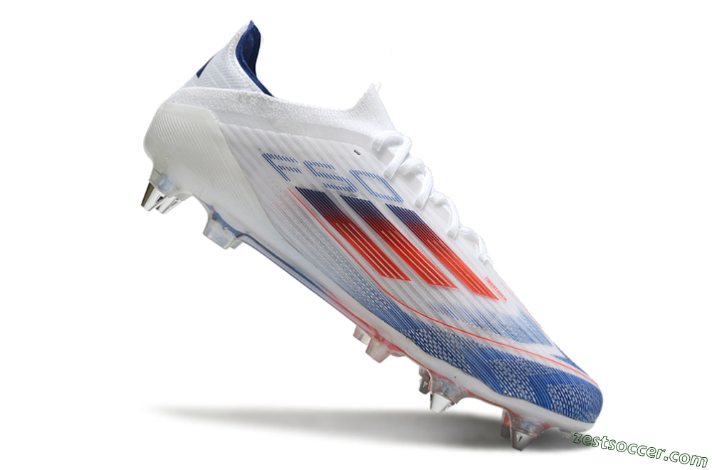 Adidas F50 Elite SG Low-Tops Soccer Cleats - White/Blue/Red 4