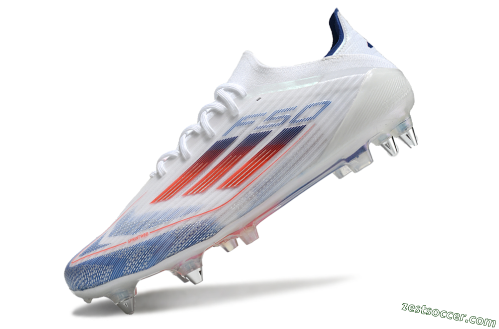 Adidas F50 Elite SG Low-Tops Soccer Cleats - White/Blue/Red 5