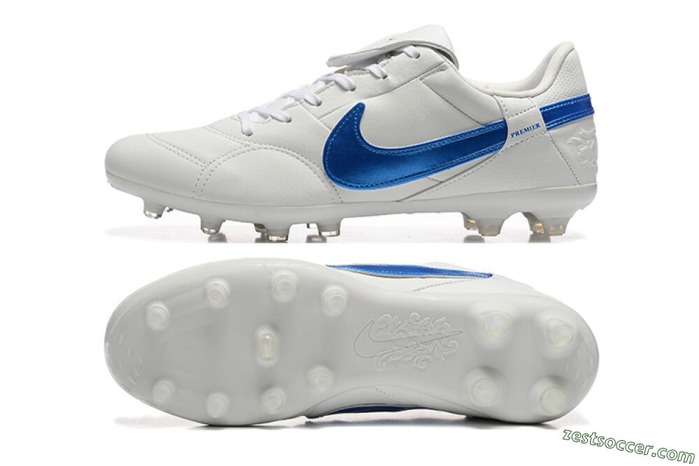 Nike The Premier 3 FG Low-Tops Soccer Cleats - Beige/Blue/White 1