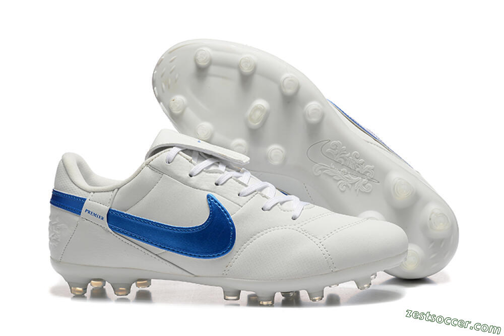Nike The Premier 3 FG Low-Tops Soccer Cleats - Beige/Blue/White 0