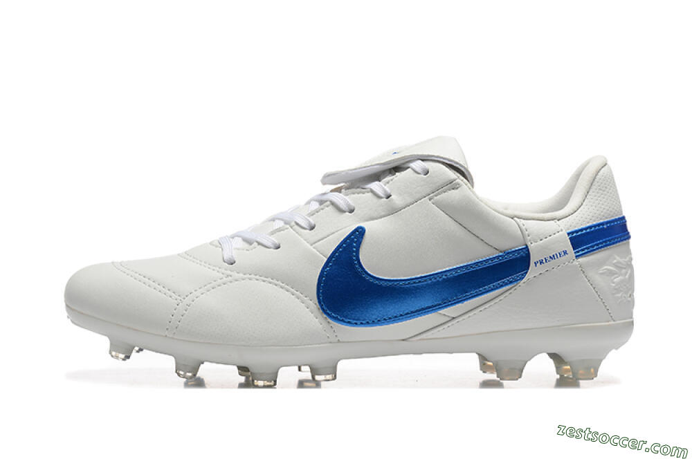 Nike The Premier 3 FG Low-Tops Soccer Cleats - Beige/Blue/White 2