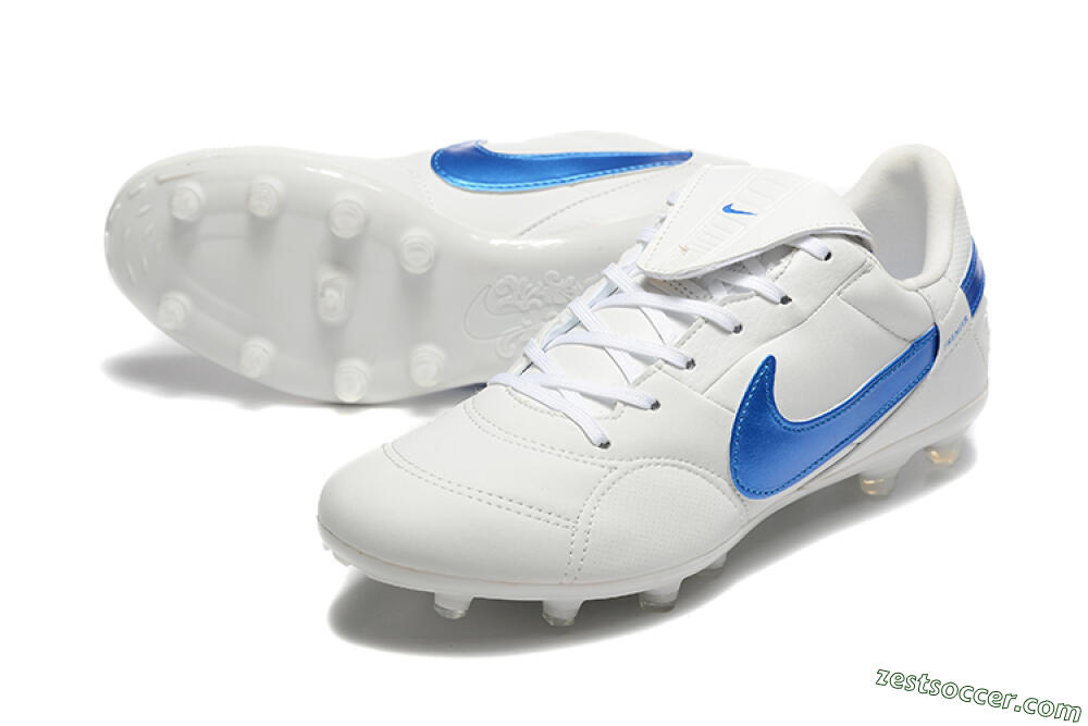 Nike The Premier 3 FG Low-Tops Soccer Cleats - Beige/Blue/White 3