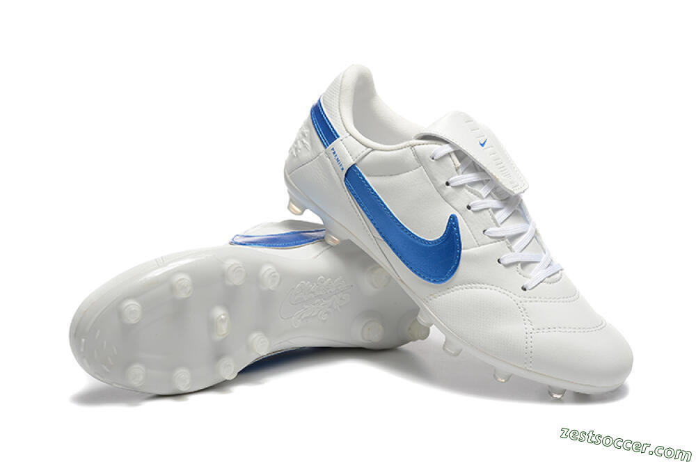 Nike The Premier 3 FG Low-Tops Soccer Cleats - Beige/Blue/White 4