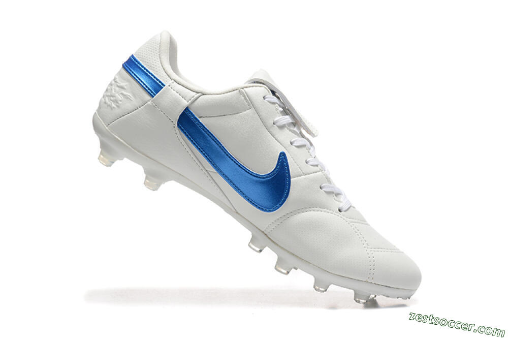 Nike The Premier 3 FG Low-Tops Soccer Cleats - Beige/Blue/White 7