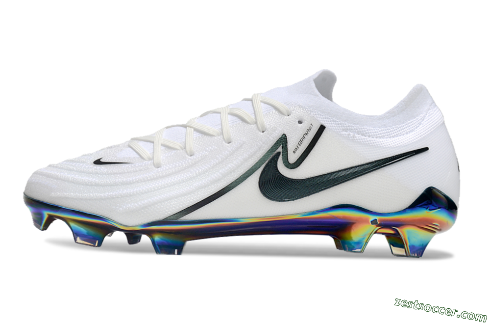 Nike Phantom Luna Elite FG Low-Tops Soccer Cleats - White/Black/Gold 2