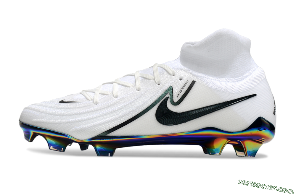 Nike Phantom Luna Elite FG High-Tops Soccer Cleats - White/Black/Gold 2