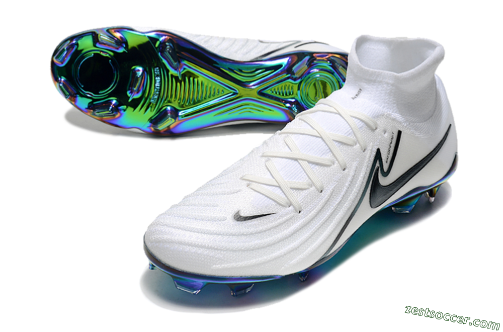 Nike Phantom Luna Elite FG High-Tops Soccer Cleats - White/Black/Gold 3