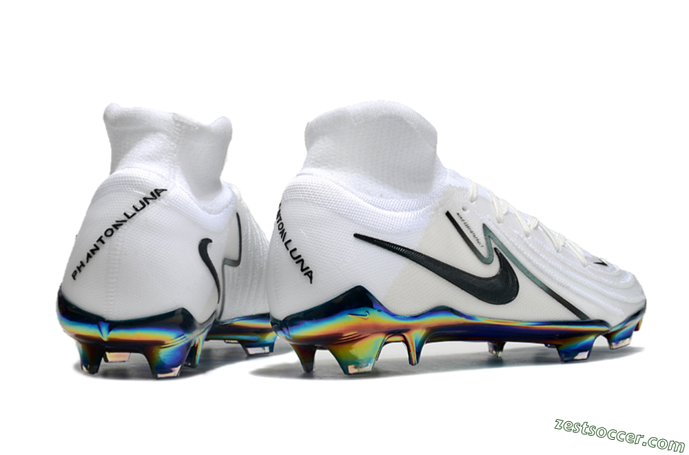 Nike Phantom Luna Elite FG High-Tops Soccer Cleats - White/Black/Gold 6