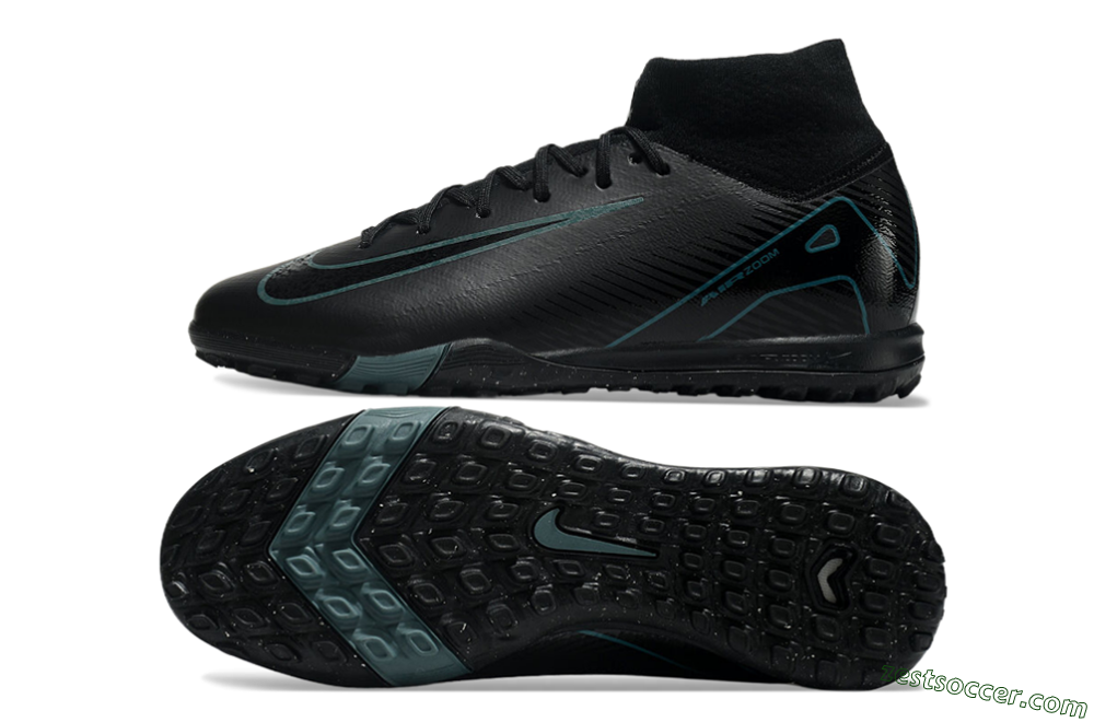 Nike Air Zoom Mercurial Superfly 10 Elite TF High-Tops Soccer Shoes - Black/Green/Silver 1