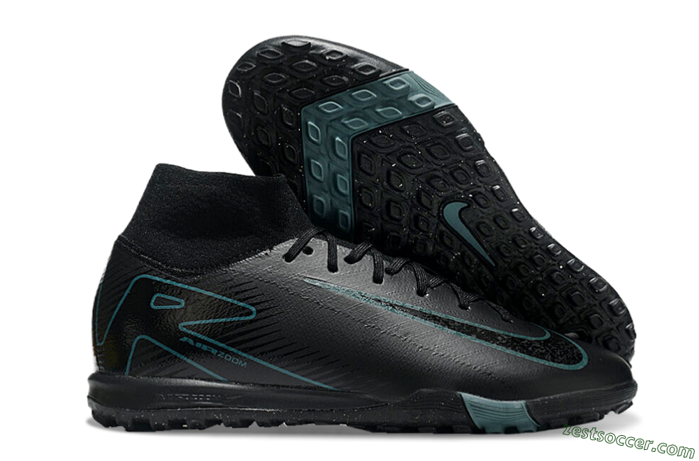Nike Air Zoom Mercurial Superfly 10 Elite TF High-Tops Soccer Shoes - Black/Green/Silver 0