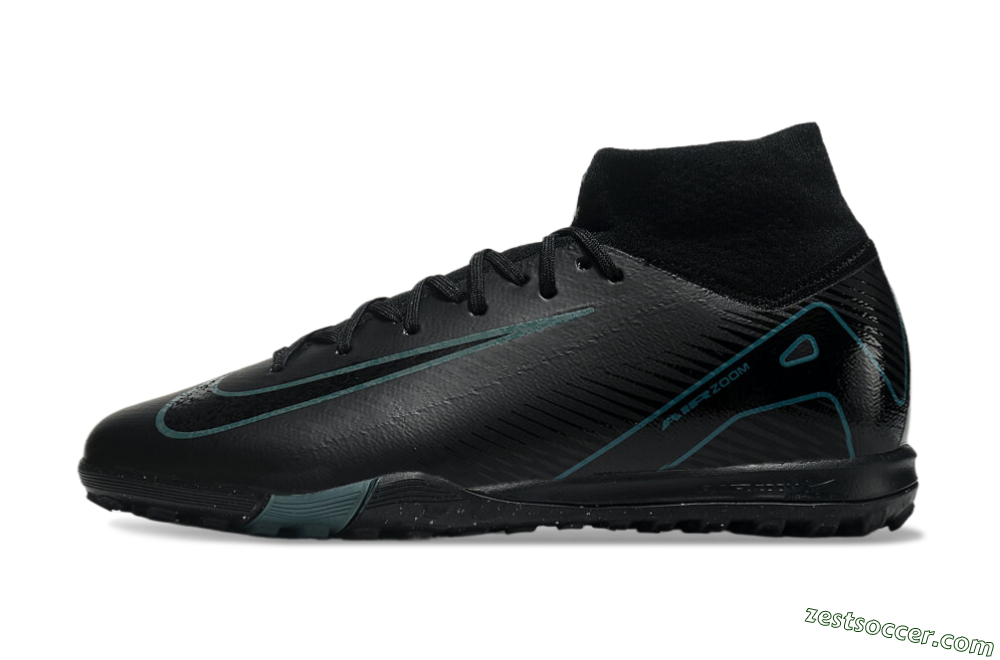Nike Air Zoom Mercurial Superfly 10 Elite TF High-Tops Soccer Shoes - Black/Green/Silver 2