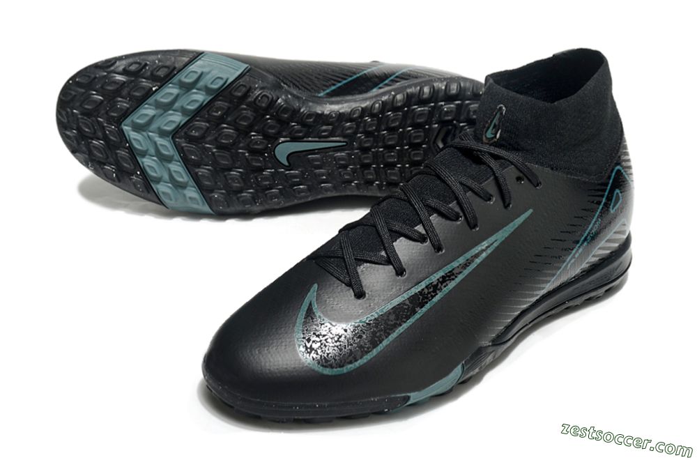Nike Air Zoom Mercurial Superfly 10 Elite TF High-Tops Soccer Shoes - Black/Green/Silver 3