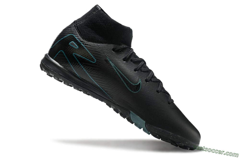 Nike Air Zoom Mercurial Superfly 10 Elite TF High-Tops Soccer Shoes - Black/Green/Silver 4